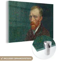 MuchoWow Glasschilderij 150x100 cm - Schilderij acrylglas - Kunst - Van Gogh - Oude meesters - Zelfportret - Foto op glas - Schilderijen