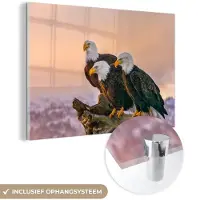 MuchoWow Glasschilderij - Foto op glas - Vogels - Dieren - Arend - Roofvogel - Takken - Acrylglas - 120x80 cm - Glasschilderij vogels - Schilderij glas - Wanddecoratie glas - Glasschilderij dieren