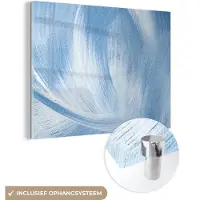 MuchoWow Glasschilderij 80x60 cm - Schilderij acrylglas - Blauw - Acrylverf - Design - Foto op glas - Schilderijen