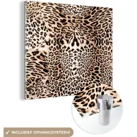 MuchoWow Glasschilderij 90x90 cm - Schilderij acrylglas - Dierenprint - Panter - Panterprint - Design - Foto op glas - Schilderijen