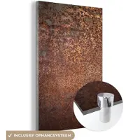MuchoWow Glasschilderij 60x90 cm - Schilderij acrylglas - Staal - Roest - Brons - Structuur - Foto op glas - Schilderijen