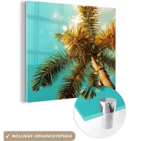 MuchoWow Glasschilderij 50x50 cm - Schilderij acrylglas - Palm - Zomer - Tropisch - Foto op glas - Schilderijen