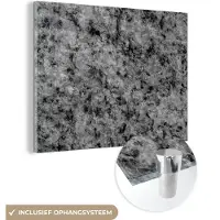 MuchoWow Glasschilderij zwart wit - Graniet - Steen - Zwart - Wit - 160x120 cm - Schilderij glas - Woonkamer decoratie