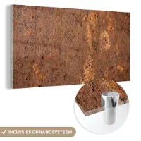 MuchoWow Glasschilderij 40x20 cm - Schilderij acrylglas - Bruin - Oranje - Abstract - Vintage - Roest - Patroon - Foto op glas - Schilderijen