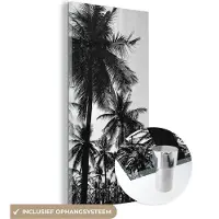 MuchoWow Glasschilderij 40x80 cm - Schilderij acrylglas - Palmbomen - Tropisch - Zomer - Foto op glas - Schilderijen