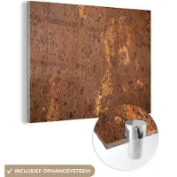 MuchoWow Glasschilderij 120x90 cm - Schilderij acrylglas - Bruin - Oranje - Abstract - Vintage - Roest - Patroon - Foto op glas - Schilderijen