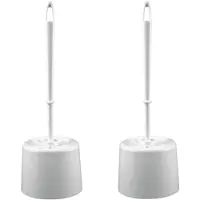 Merkloos 2x Wc-borstel met houder wit 39 x 9 cm rond - Toiletborstels