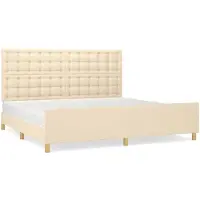 vidaXL Bedframe zonder matras stof crèmekleurig 200x200 cm