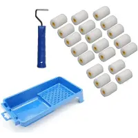 Benson 20x fijne verfrollers / schuimrollers incl verfrollerbeugel en verfbakje 20 cm - Verfrollers