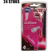 Elina Wegwerp Scheermesjes voor Vrouwen - set van 4 - In totaal 24stuks - met Aloe Vera en Softgrip