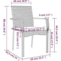 vidaXL 5-delige tuinset met kussens, zwart en grijs, van polyrotan