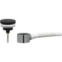 Ben Fixed set met niet-afsluitbare wastafelplug in gestructureerd zwart en plat meubelsifon 5/4"
