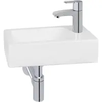 Saqu Trento fonteinset met chromen kraan rechts glanzend wit keramiek