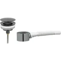 Ben Push Open set met afsluitbare wastafelplug in geborsteld zwart en plat meubelsifon 5/4"