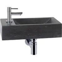 Saqu Nature fonteinset met chromen kraan links natuursteen