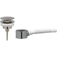 Ben Push Open set met afsluitbare wastafelplug in RVS-look en plat meubelsifon 5/4"