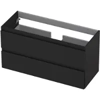 Ink Onderkast 100x40cm - Greeploos - 2 Lades - Mat Zwart - Badkamermeubels, Wastafelonderkasten - 8718835049409