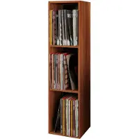 Hioshop Platto3 wandkast voor LP 3 planken nootboom decor.