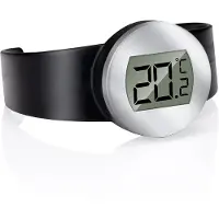 Alpina Wijnthermometer - Plaatsing om Wijnfles - Past op alle Wijnflessen - RVS - Zwart/Zilver