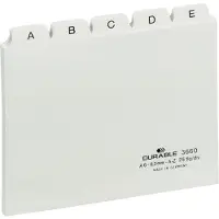 Durable tabkaarten, A6, letters A-Z, kunststof, wit