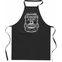 Mijncadeautje Zo goed met - 75 jaar - Keukenschort Classic - 100% katoen - leeftijd - geboortejaar - verjaardag en feest - cadeau - kado - unisex - zwart - Unisex