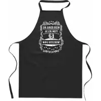 Mijncadeautje Zo goed met - 61 jaar - Keukenschort Classic - 100% katoen - leeftijd - geboortejaar - verjaardag en feest - cadeau - kado - unisex - zwart - Unisex