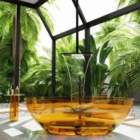 Mondiaz Vrijstaand ligbad cristal resin 180x85 cm goud