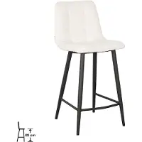 Label51 Barkruk Jelt - Ivory - Boucle - Zithoogte 65 (Wit, 45x107x48cm)