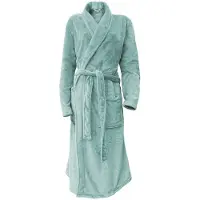 Linnick Flanel Fleece Badjas Uni - soft green - L