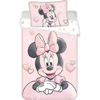 Jerry Fabrics Disney Minnie Mouse peuterdekbedovertrek Hearts - 100 x 135 cm - Katoen - roze