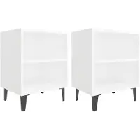 vidaXL Nachtkastjes 2 st met metalen poten 40x30x50 cm wit