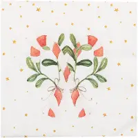 Clayre & Eef Servetten Papier Set van 20 33x33 cm (20) Wit Rood Papier Vierkant Zuurstok kerst Servetten Papieren Wit