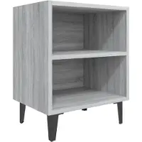 vidaXL Nachtkastje met metalen poten 40x30x50 cm grijs sonoma eiken