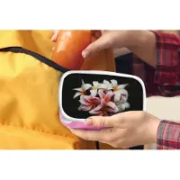 MuchoWow Broodtrommel Roze - Lunchbox - Brooddoos - Bloemen - Roze - Zwart - Flora - Botanisch - 18x12x6 cm - Kinderen - Meisje