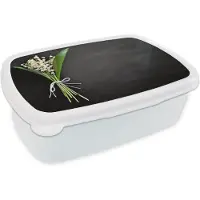 MuchoWow Broodtrommel Wit - Lunchbox - Brooddoos - bloemen-5-1-1 - 18x12x6 cm - Volwassenen
