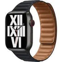 Apple Watch 42/44/45 mm Leather Link Horlogeband Middernacht - Small/Medium