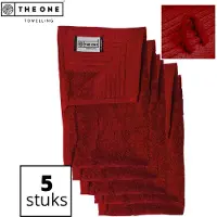 The One Towelling Classic Gastendoeken - Voordeelverpakking - Hoge vochtopname - 100% Zacht katoen - 30 x 50 cm - Burgundy - 5 Stuks