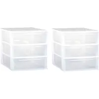 Eda 3x stuks ladenkast/bureau organizers wit stapelbaar A4 met 3x lades L36 x B26 x H28 cm - Ladenblokken