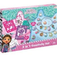 Spin Master Gabby’s Poppenhuis knutselset 2 in 1 glitter bedelarmbandjes maken blaaspennen en sjablonen Gabby’s Dollhouse creatief speelgoed meisjes cadeau tip