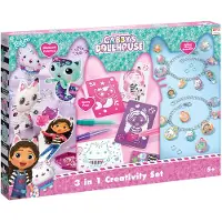 Totum Gabby's Poppenhuis knutselpakket XL 3 in 1 bedel armbandjes maken speelgoed meisjes, diamond paint, spraypens en sjablonen - Gabby's Dollhouse cadeautip knutselen creatief speelgoed