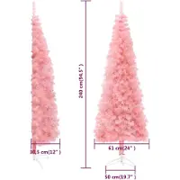 vidaXL Kunstkerstboom half met standaard smal 240 cm roze