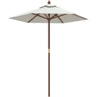 vidaXL Parasol met houten paal 196x231 cm zandkleurig