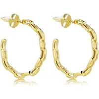 My Bendel - Goudkleurige Oorringen met Schakels 25x3 Mm - Elegante Goudkleurige Schakel Oorringen 25x3 Mm - met Luxe Cadeauverpakking | Sieraden Voor Dames