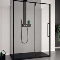 Lacus Douchecabine murano 100 cm helder glas met klapdeur aluminium profiel zwart