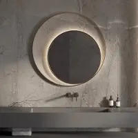 Martens & Meijer Designspiegel athene rond met frame en indirecte led verlichting 120 cm geborsteld messing