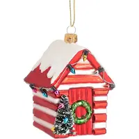 Sass & Belle Rood-wit stradhuisje kerstbal - Sass & Belle