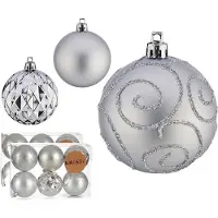 Krist+ gedecoreerde kerstballen - 18x stuks - zilver - kunststof - 6 cm