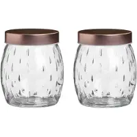 Urban Living Voorraadpot/bewaarpot Beau - 2x - 2L - glas - koperen deksel - D13 x H22 cm - Voorraadpot