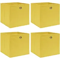 vidaXL Opbergboxen 4 st 32x32x32 cm stof geel