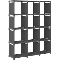vidaXL Kast met 12 vakken 103x30x141 cm stof grijs